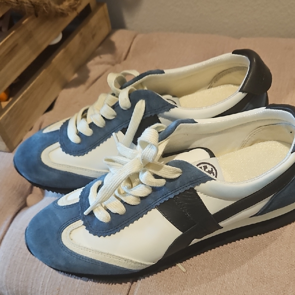 Tory Burch Blue and White Sneakers